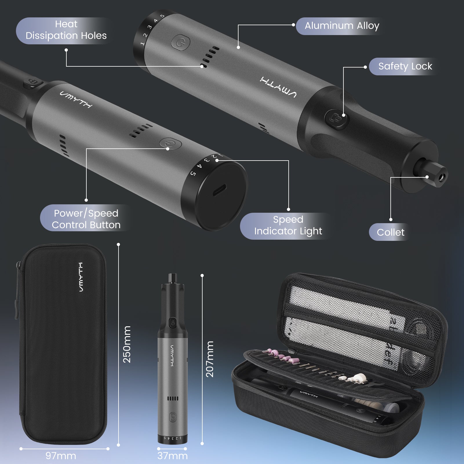 VMYTH iPen E2 – 7.2V Cordless Rotary Tool Kit with 44 Accessories